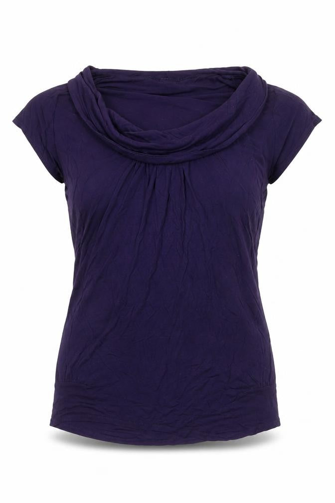 Oasis Womens Purple Cowl Neck Short Sleeve Jersey Blouse Size 10