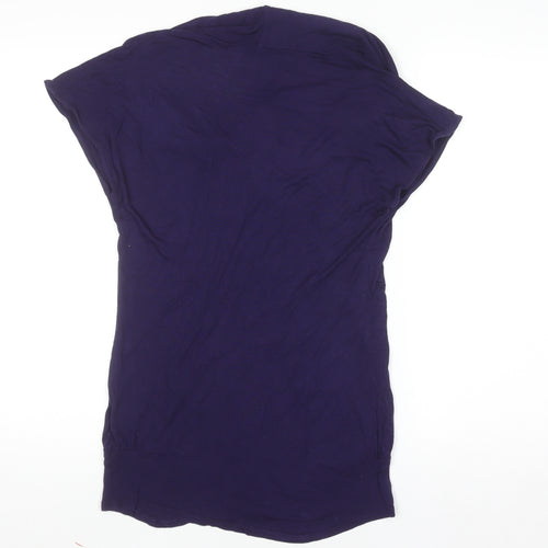 Oasis Womens Purple Cowl Neck Short Sleeve Jersey Blouse Size 10