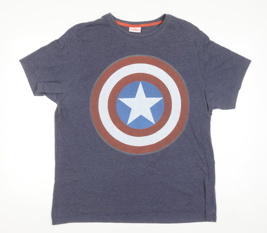 Marvel Men’s Blue Captain America Graphic T-Shirt Size L