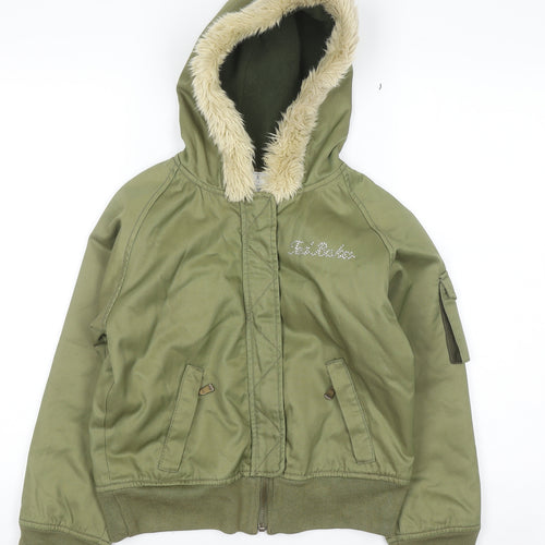Ted Baker Girls Green Hooded Fur Trim Bomber Jacket Age 10 Winter Coat