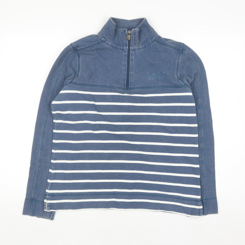 Weird Fish Women Blue Striped 1/4 Zip Pullover Sweatshirt Size 10