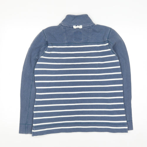 Weird Fish Women Blue Striped 1/4 Zip Pullover Sweatshirt Size 10