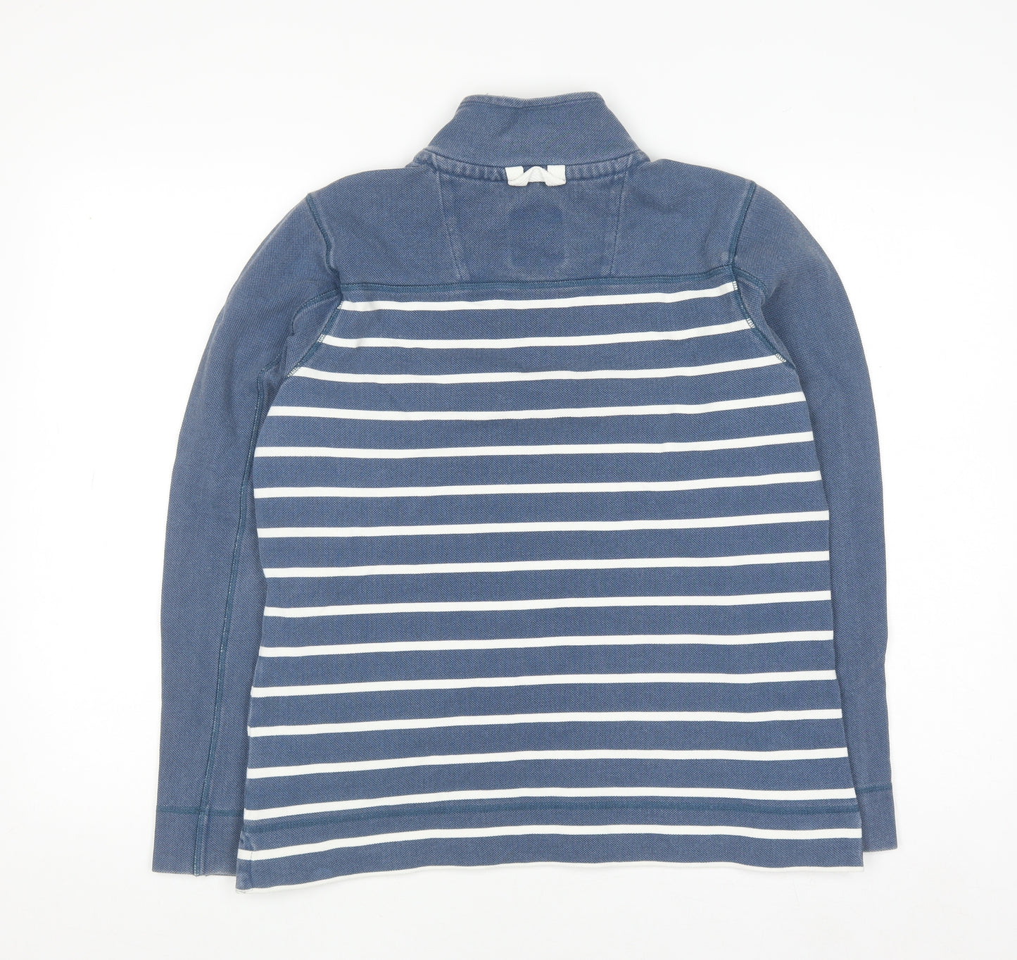 Weird Fish Women Blue Striped 1/4 Zip Pullover Sweatshirt Size 10