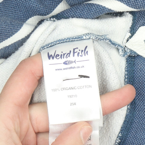 Weird Fish Women Blue Striped 1/4 Zip Pullover Sweatshirt Size 10