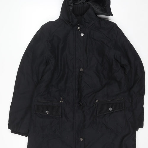 Marks and Spencer Per Una Women’s Black L Hooded Parka Coat Water Resistant