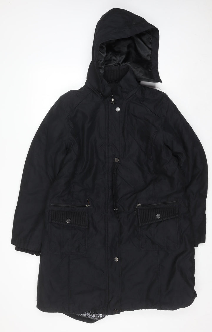 Marks and Spencer Per Una Women’s Black L Hooded Parka Coat Water Resistant