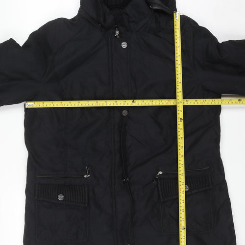 Marks and Spencer Per Una Women’s Black L Hooded Parka Coat Water Resistant