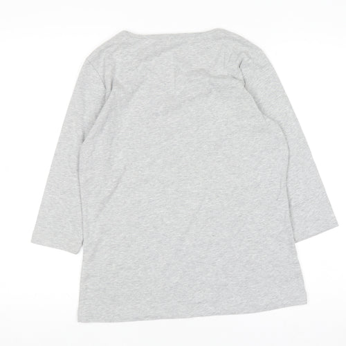 Lakeland Women's Grey Floral 3/4 Sleeve Scoop Neck T-Shirt Size 12