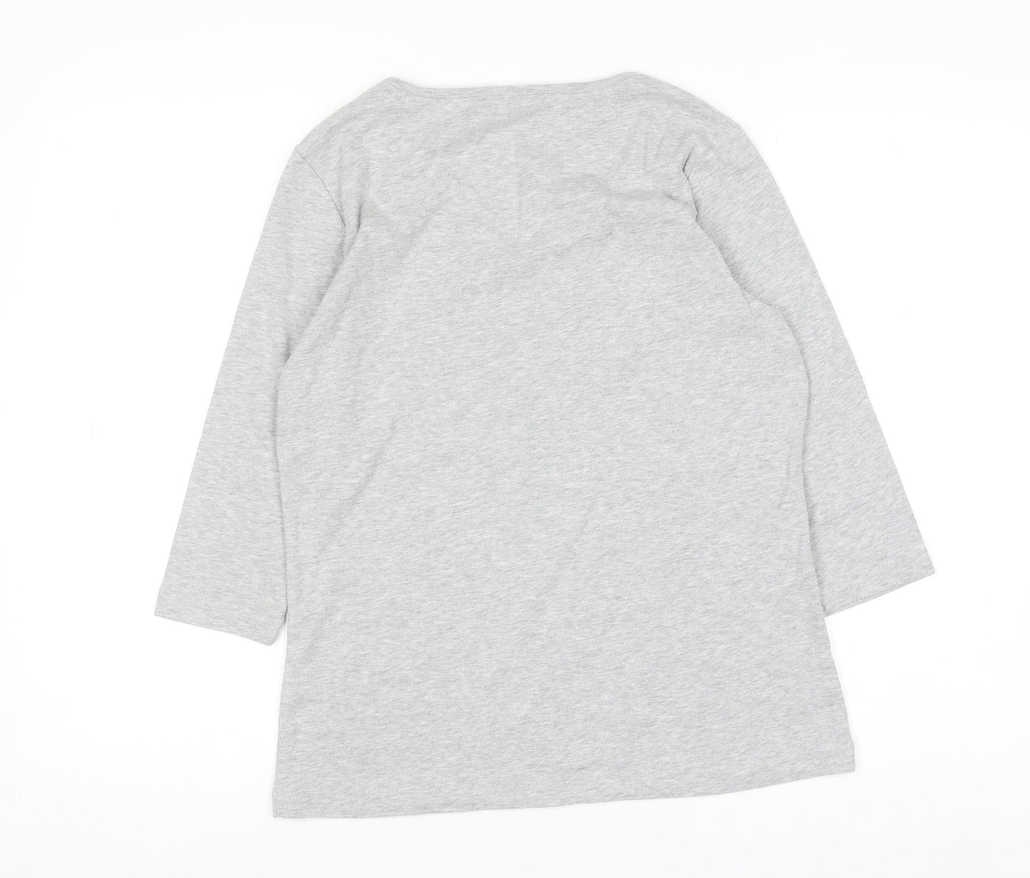 Lakeland Women's Grey Floral 3/4 Sleeve Scoop Neck T-Shirt Size 12