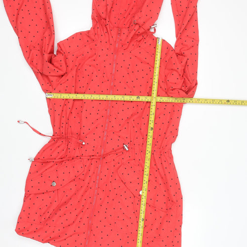 Papaya Weekend Womens Red Polka Dot Hooded Anorak Jacket Size 10