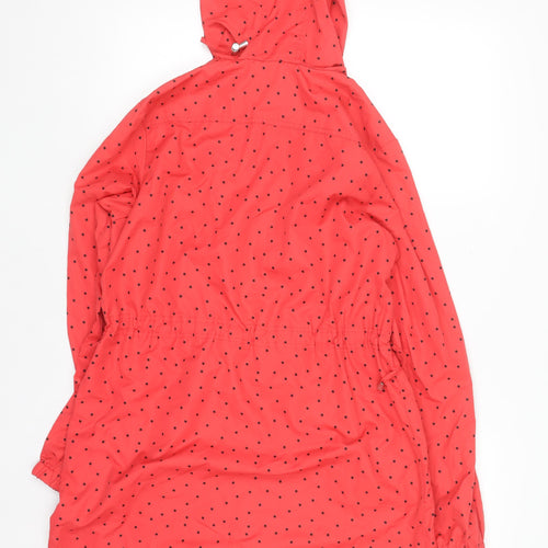 Papaya Weekend Womens Red Polka Dot Hooded Anorak Jacket Size 10