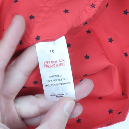 Papaya Weekend Womens Red Polka Dot Hooded Anorak Jacket Size 10