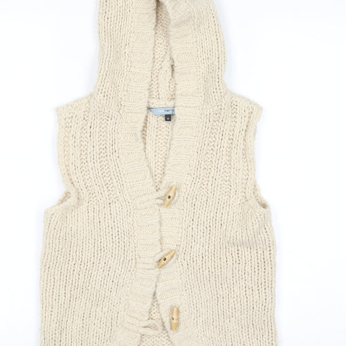 Red Herring Women's Beige Chunky-Knit Hooded Vest Size 8