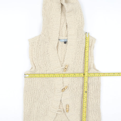 Red Herring Women's Beige Chunky-Knit Hooded Vest Size 8