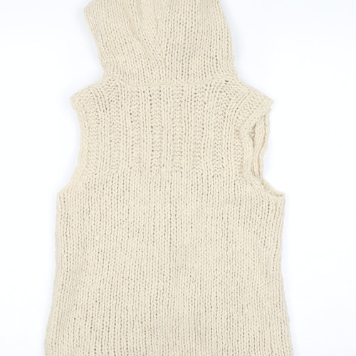 Red Herring Women's Beige Chunky-Knit Hooded Vest Size 8