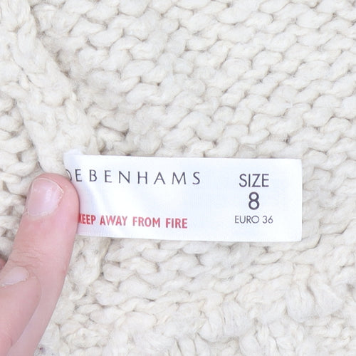 Red Herring Women's Beige Chunky-Knit Hooded Vest Size 8