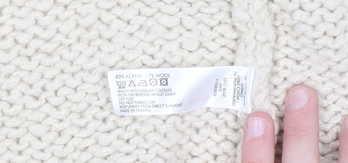 Red Herring Women's Beige Chunky-Knit Hooded Vest Size 8