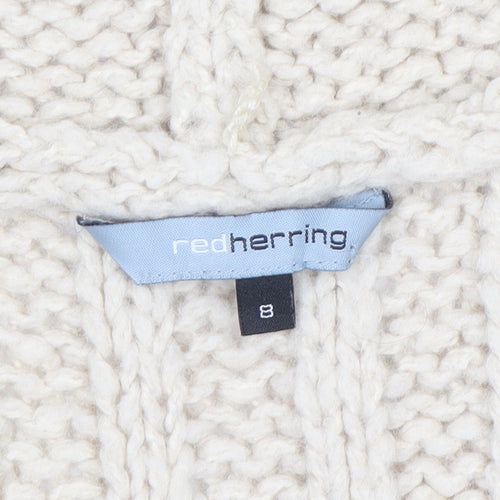 Red Herring Women's Beige Chunky-Knit Hooded Vest Size 8