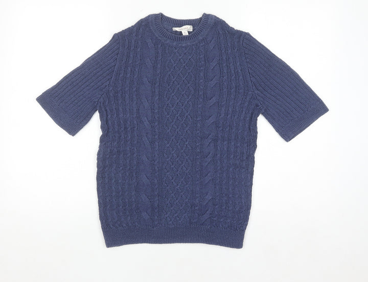 Marks & Spencer Per Una Women’s Blue Knit Short Sleeve Top Size 8