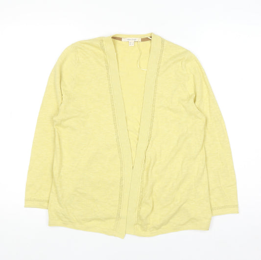 White Stuff Women Yellow Cotton Linen Long Sleeve Cardigan UK 8