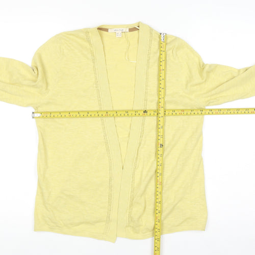 White Stuff Women Yellow Cotton Linen Long Sleeve Cardigan UK 8