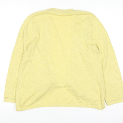 White Stuff Women Yellow Cotton Linen Long Sleeve Cardigan UK 8