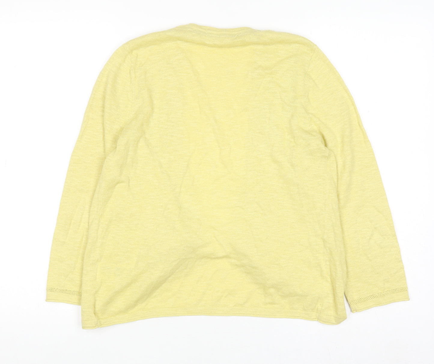 White Stuff Women Yellow Cotton Linen Long Sleeve Cardigan UK 8