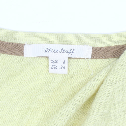 White Stuff Women Yellow Cotton Linen Long Sleeve Cardigan UK 8