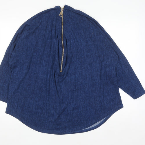 Izabel London Women Blue Size 20 Tunic Zip Knit Long Sleeve Top