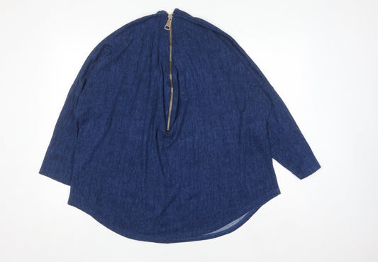 Izabel London Women Blue Size 20 Tunic Zip Knit Long Sleeve Top