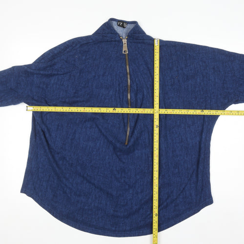 Izabel London Women Blue Size 20 Tunic Zip Knit Long Sleeve Top