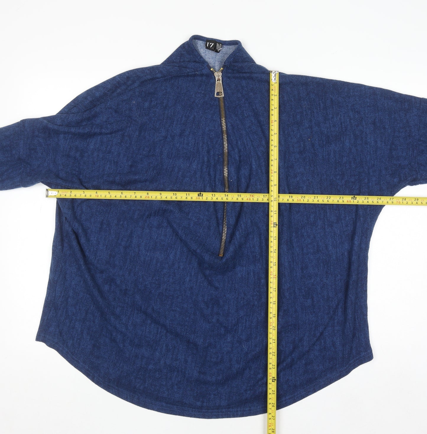 Izabel London Women Blue Size 20 Tunic Zip Knit Long Sleeve Top