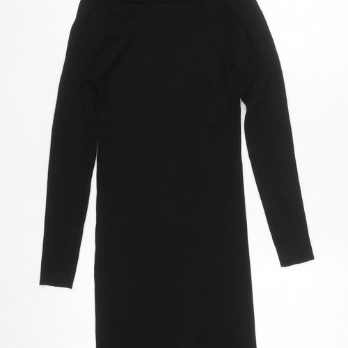 Blue Vanilla Women Black Off Shoulder Knit Bodycon Dress S