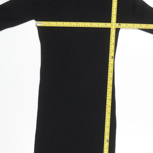 Blue Vanilla Women Black Off Shoulder Knit Bodycon Dress S
