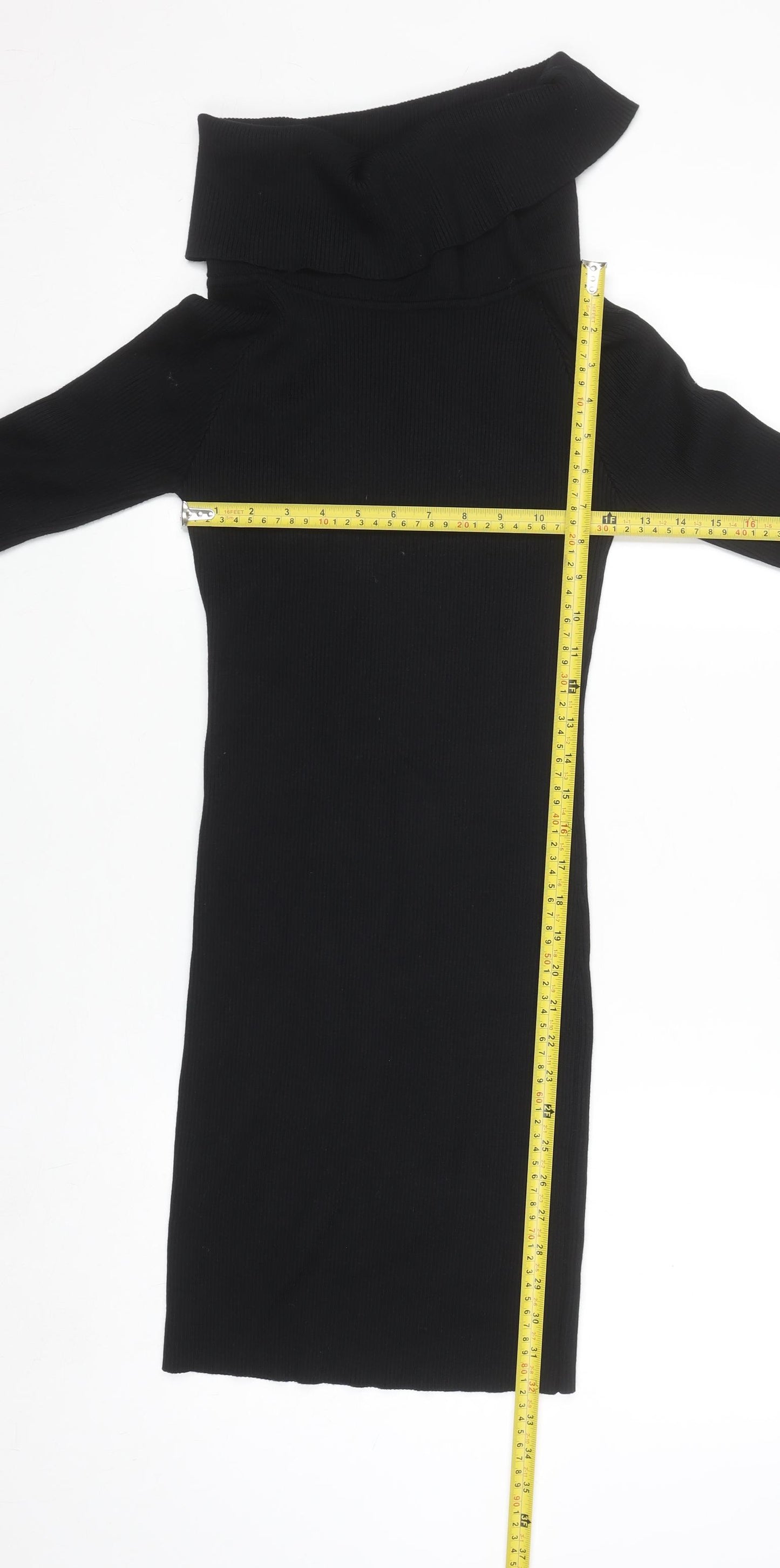 Blue Vanilla Women Black Off Shoulder Knit Bodycon Dress S