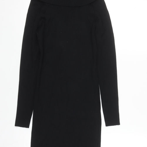 Blue Vanilla Women Black Off Shoulder Knit Bodycon Dress S