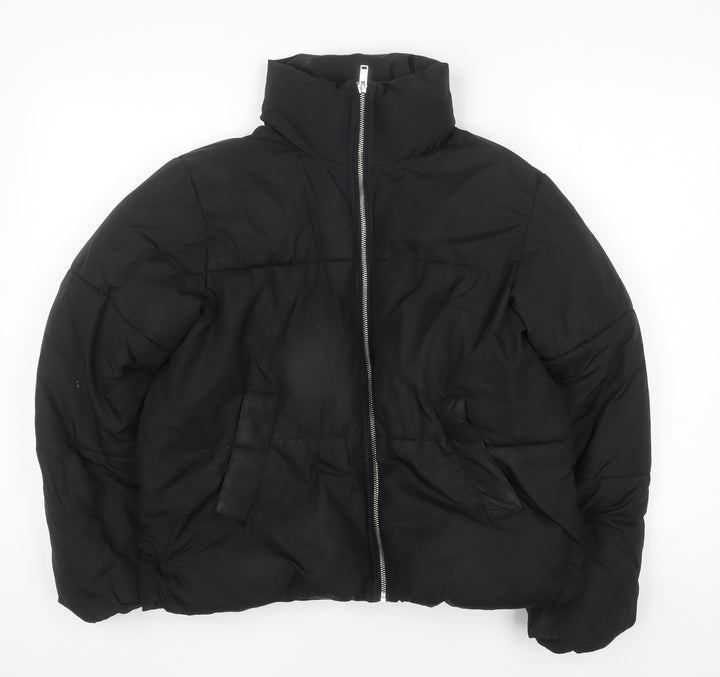 New Look Women's Black Puffer Jacket Size S Quilted Winter Coat