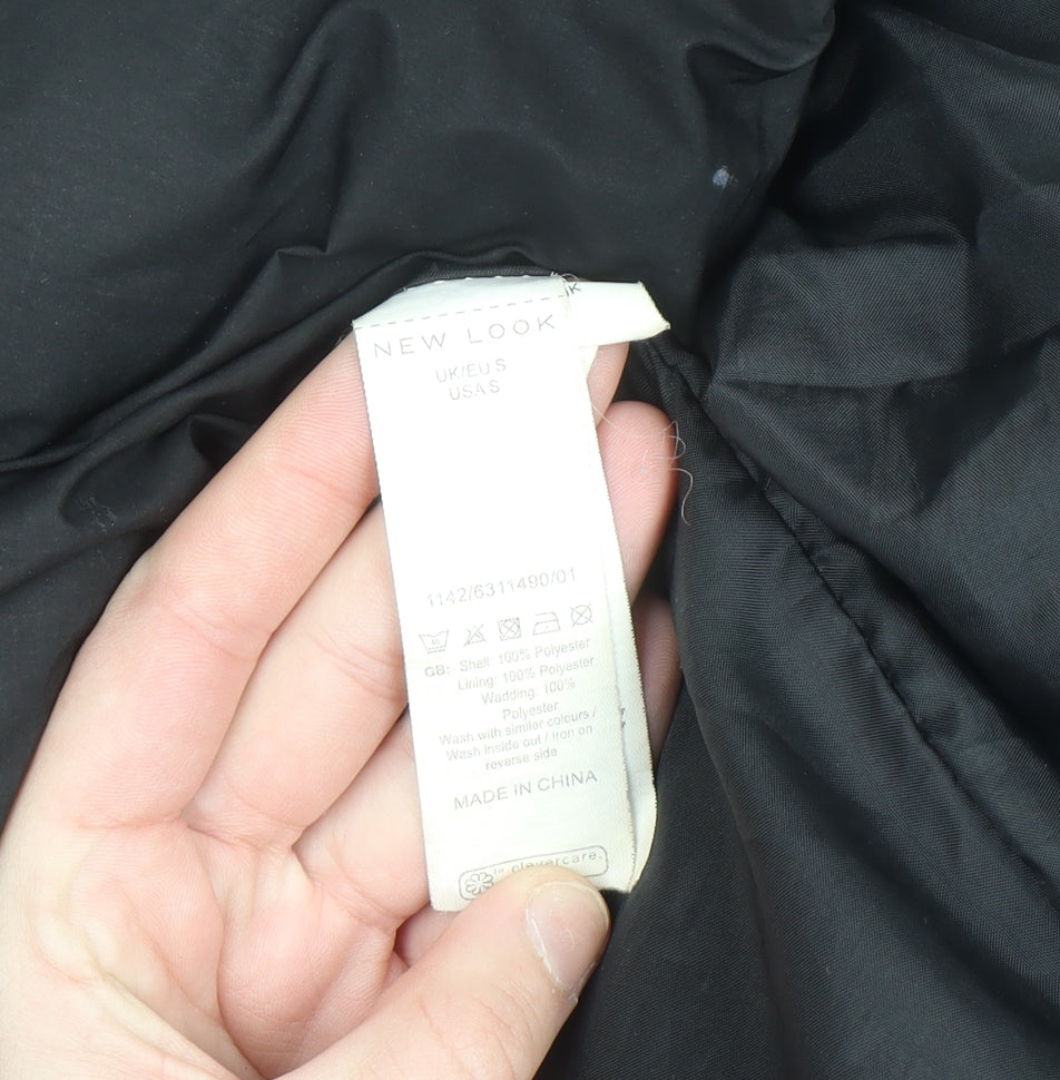 New Look Women's Black Puffer Jacket Size S Quilted Winter Coat