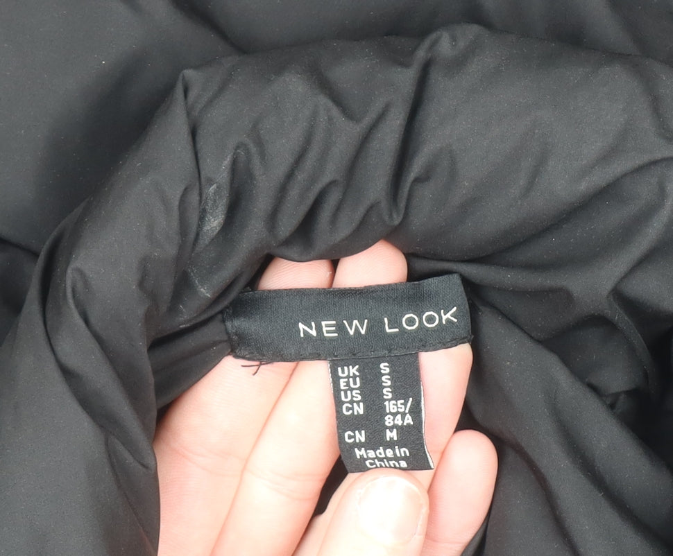 New Look Women's Black Puffer Jacket Size S Quilted Winter Coat