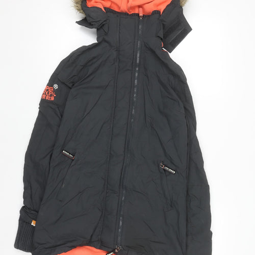 Superdry Men’s Black Parka Jacket Small Hooded Windproof Coat