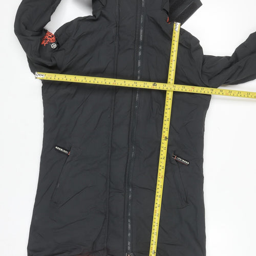 Superdry Men’s Black Parka Jacket Small Hooded Windproof Coat