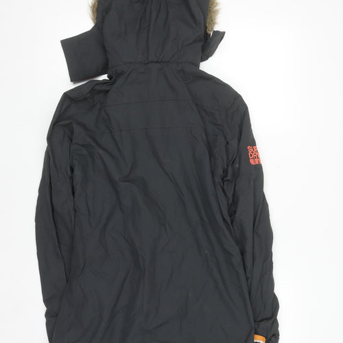 Superdry Men’s Black Parka Jacket Small Hooded Windproof Coat