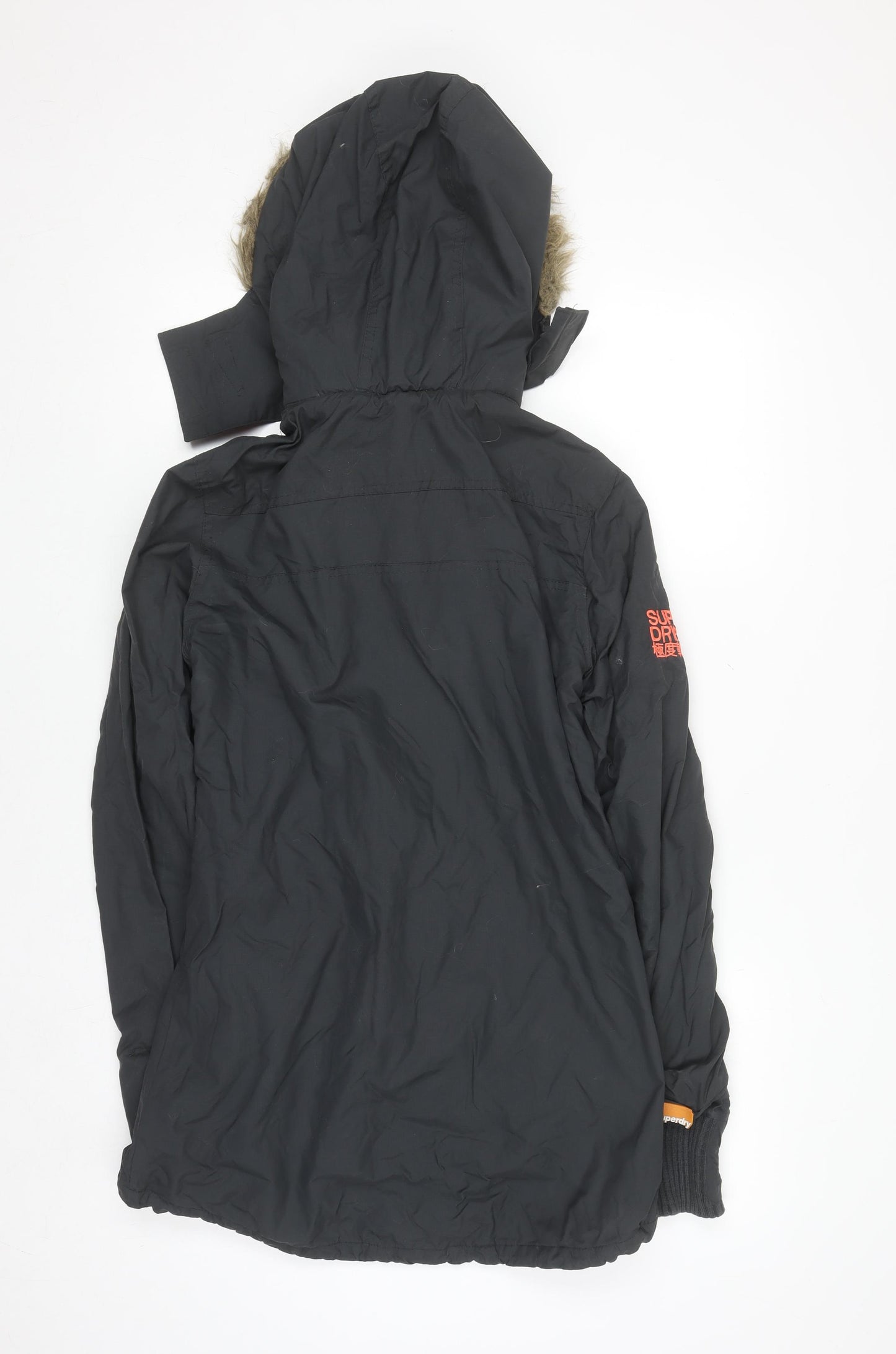 Superdry Men’s Black Parka Jacket Small Hooded Windproof Coat