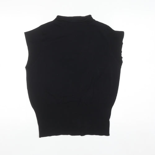 Next Women Black Mock Neck Sleeveless Knit Top Size 16