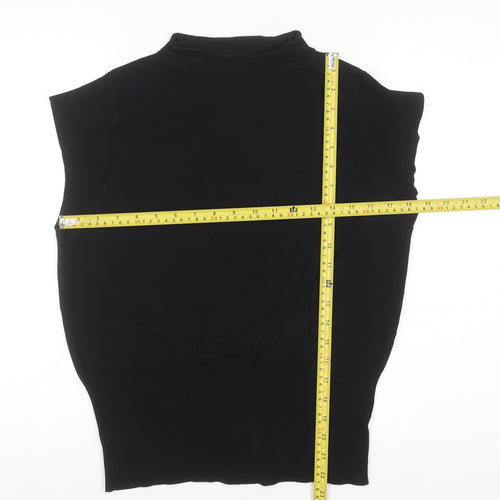 Next Women Black Mock Neck Sleeveless Knit Top Size 16