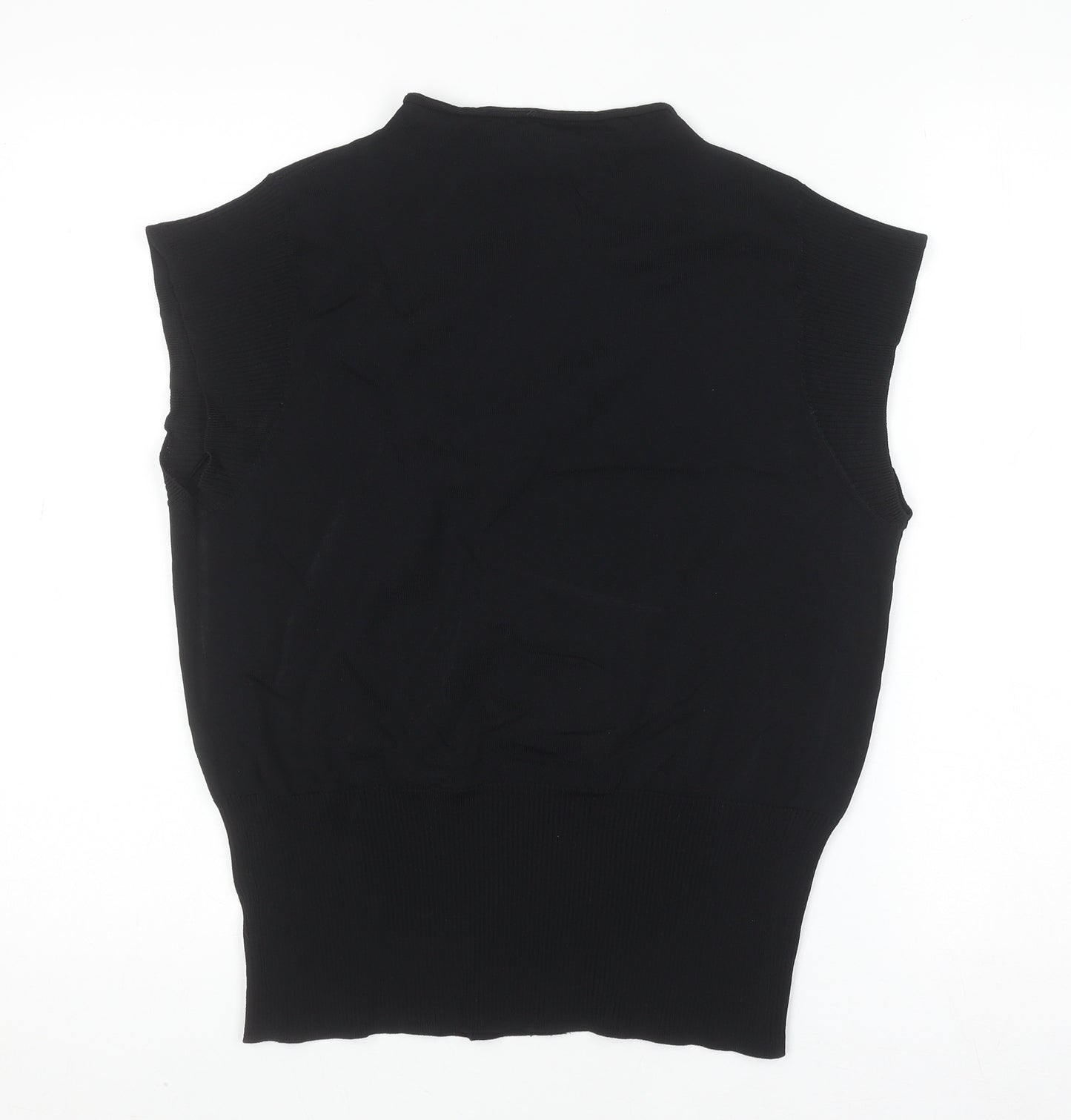 Next Women Black Mock Neck Sleeveless Knit Top Size 16