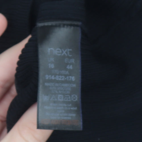Next Women Black Mock Neck Sleeveless Knit Top Size 16