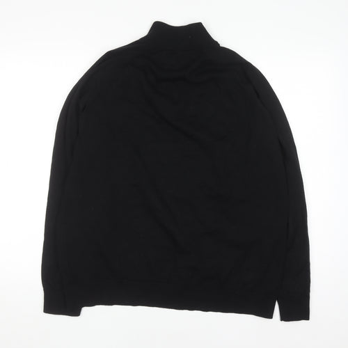 Marks and Spencer Men’s Black XL 1/2 Zip Cotton Jumper Regular Fit