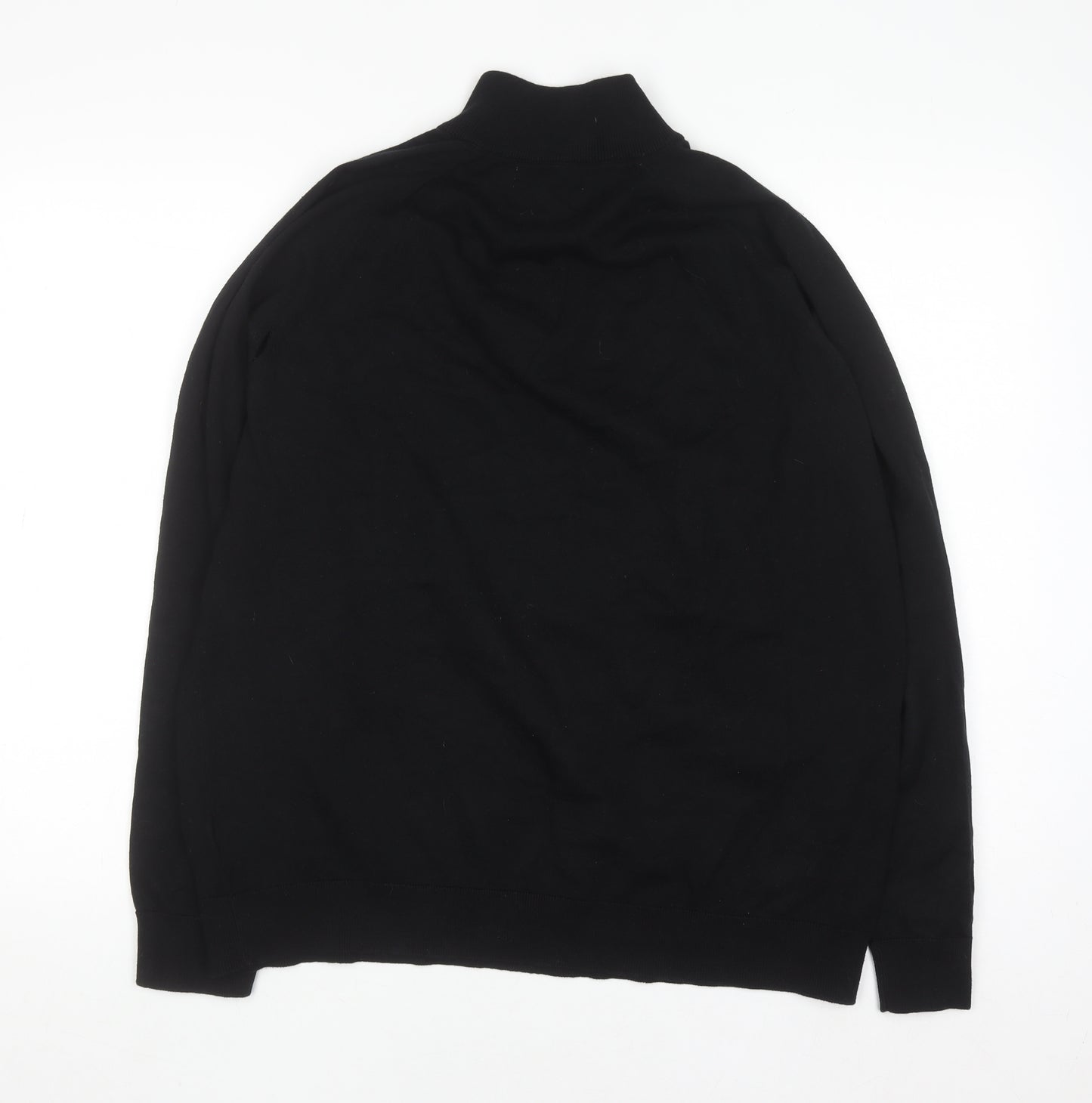 Marks and Spencer Men’s Black XL 1/2 Zip Cotton Jumper Regular Fit