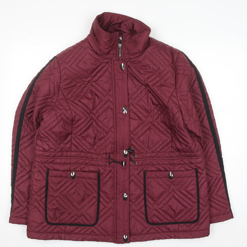 Anna Rose Womens Red Quilted Mid-Length Jacket Size L
